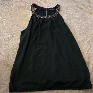 Express Dark Green Embellished Sleeveless Top - Size Large